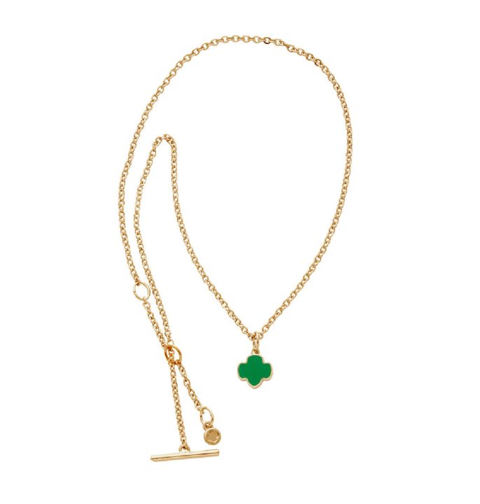 Gold Charm Necklace With Trefoil