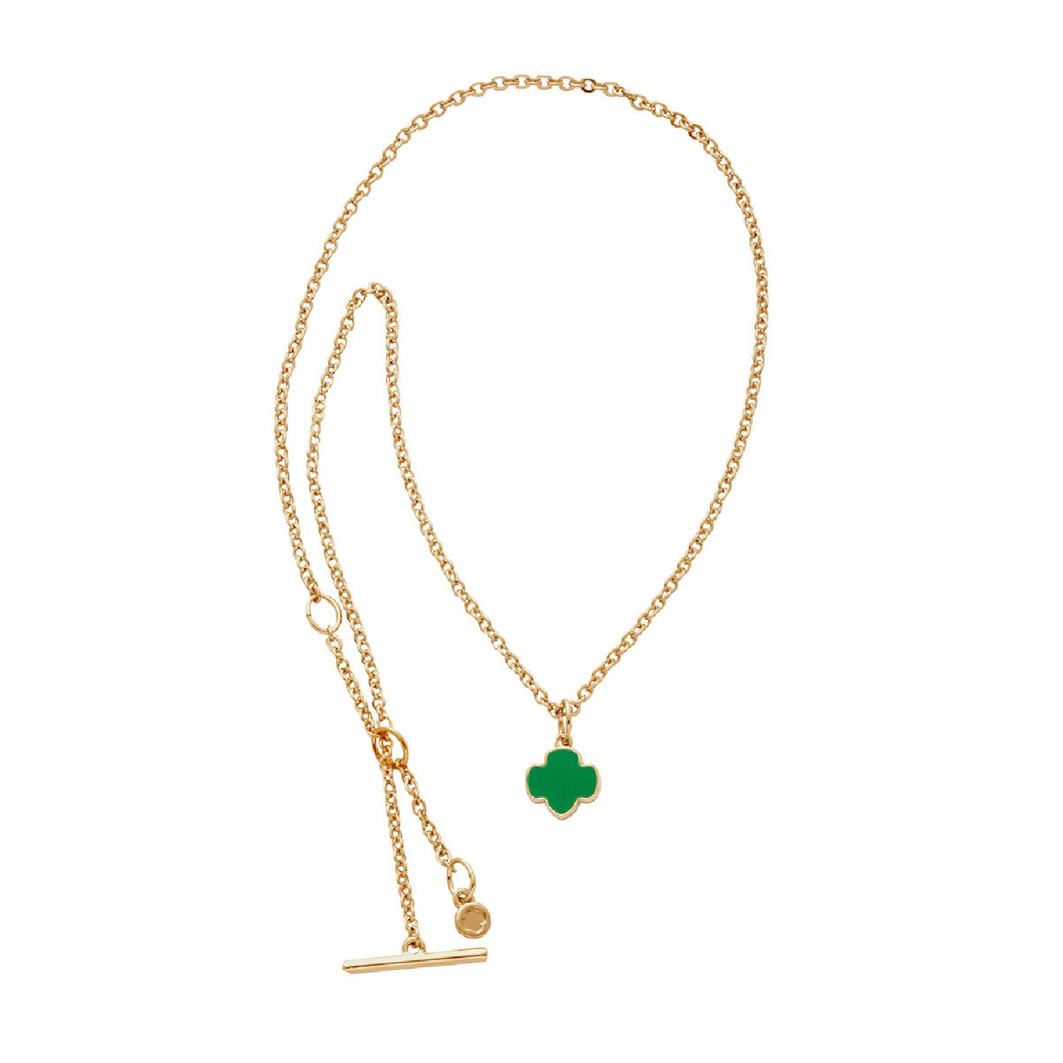Gold Charm Necklace With Trefoil