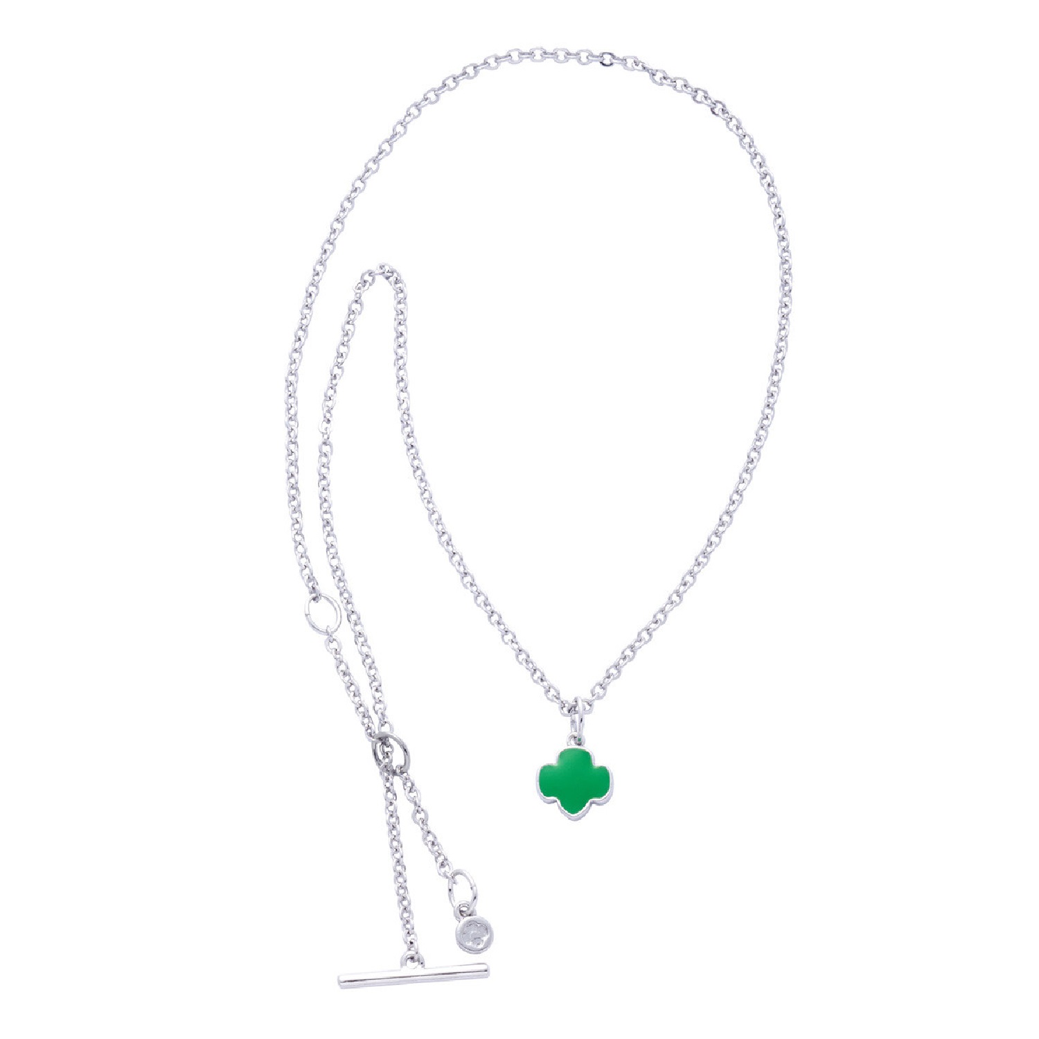 Silver Charm Necklace With Trefoil