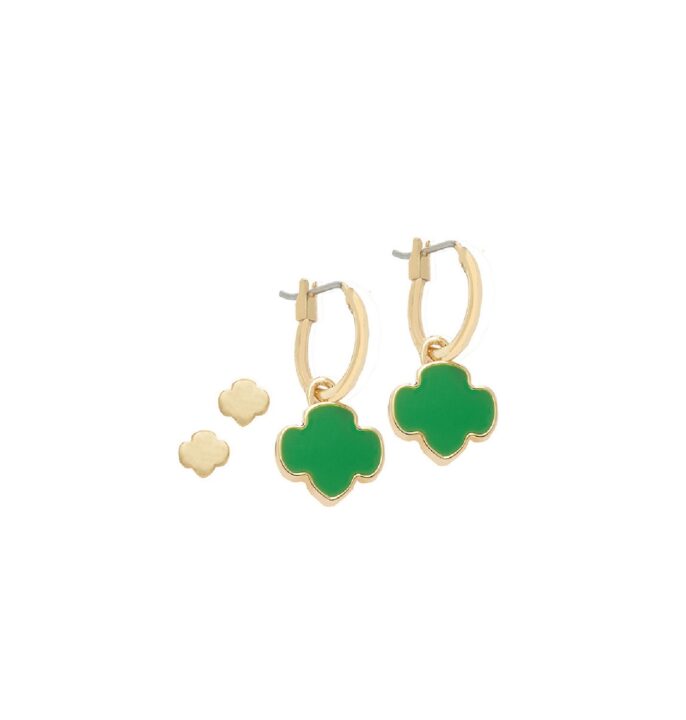 Gold Earrings with Trefoil