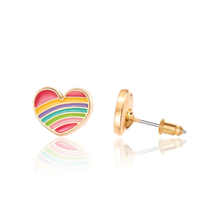 Rainbow Heart Stud Earrings