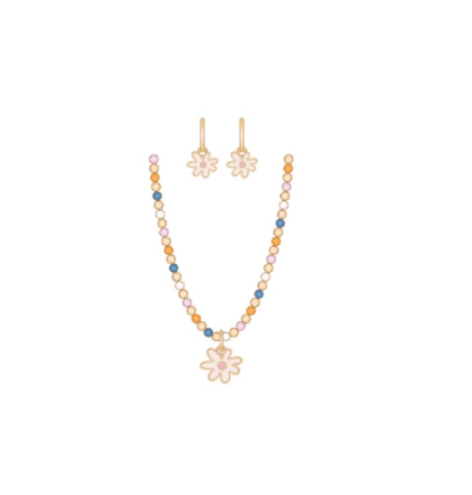 Daisy Bead Necklace and Earring Set