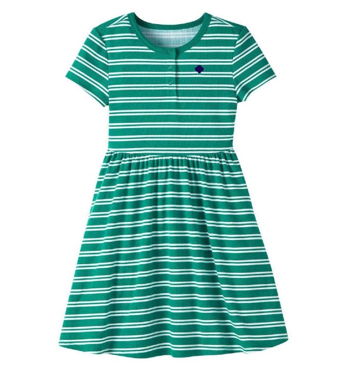 Junior Striped Henley Dress