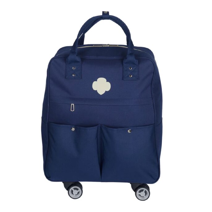 Navy Trefoil Rolling Bag
