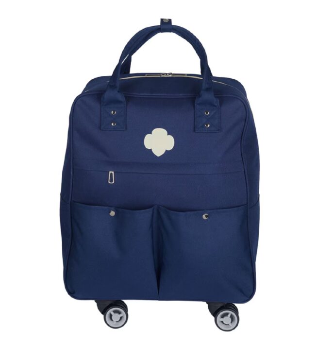 Navy Trefoil Rolling Bag