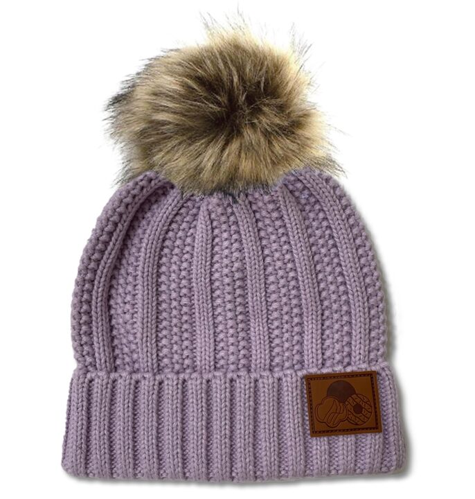 Purple Beanie W Leather Cookie Patch