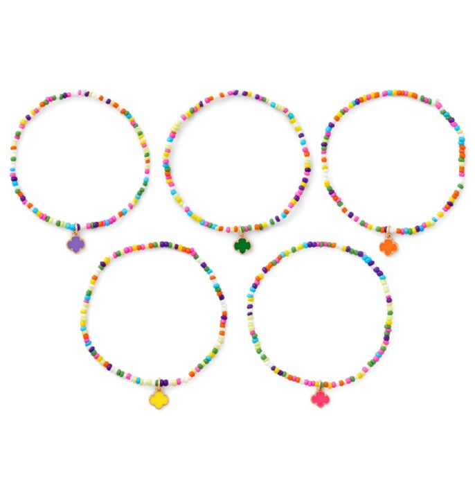 Trefoil Beaded Bracelet 5 Pack Set