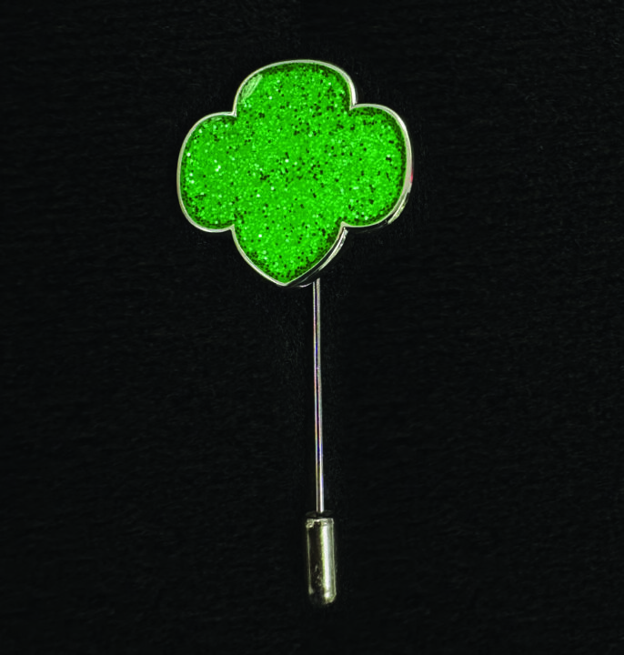 Trefoil Glitter Pin Brooch