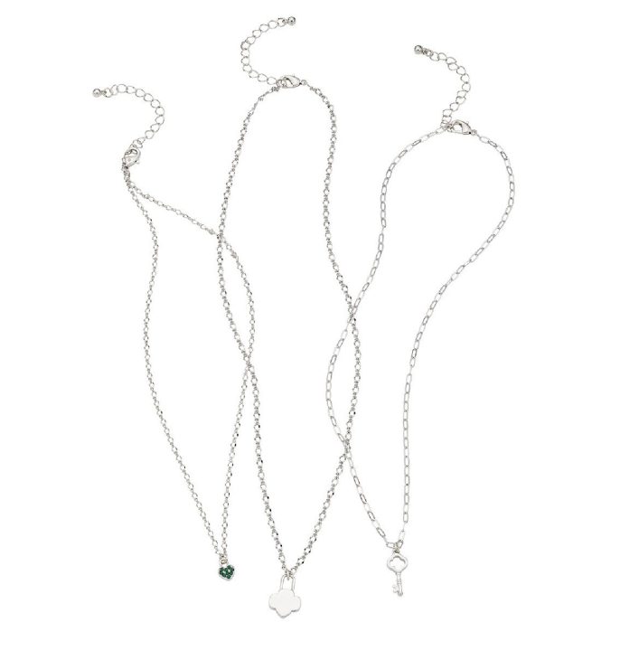 Trefoil Lock & Key Charm Necklace