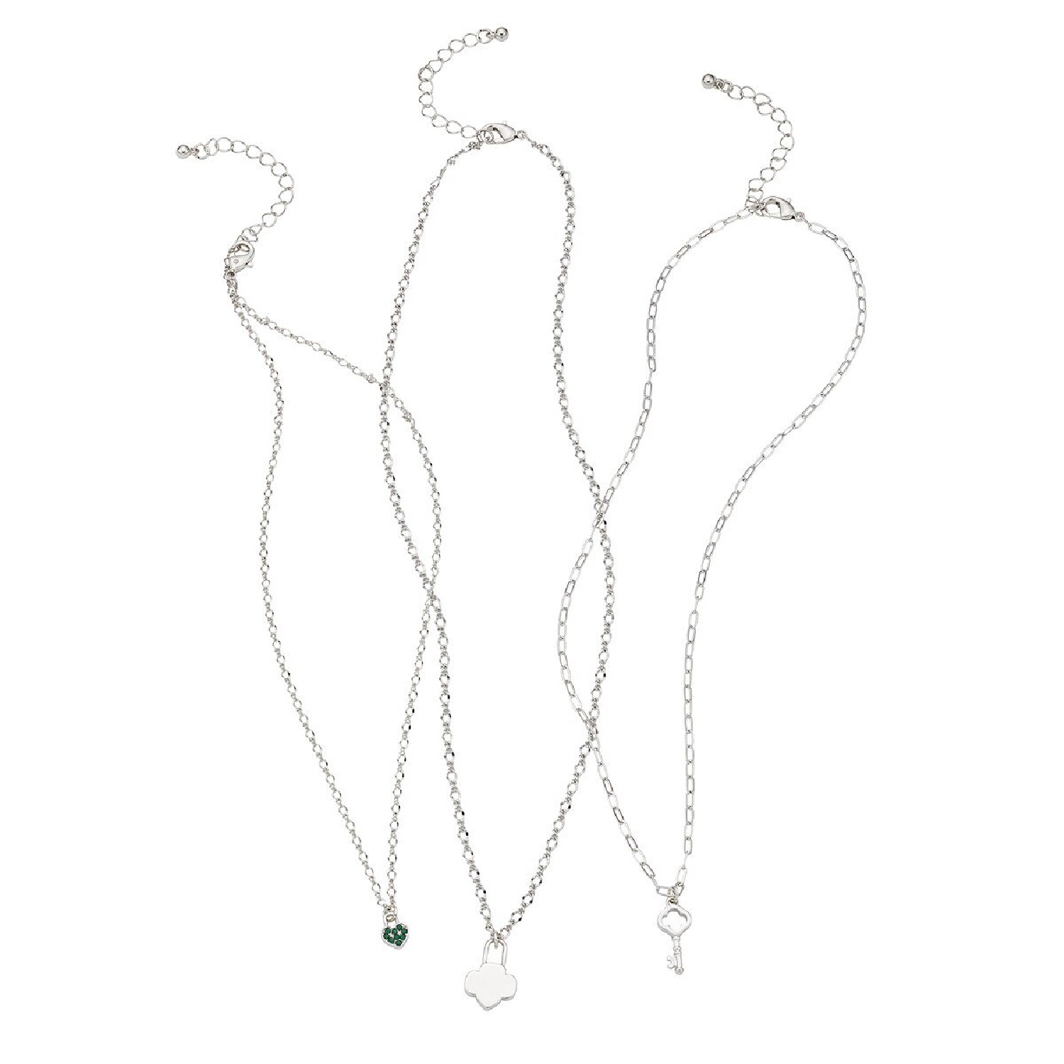 Trefoil Lock & Key Charm Necklace